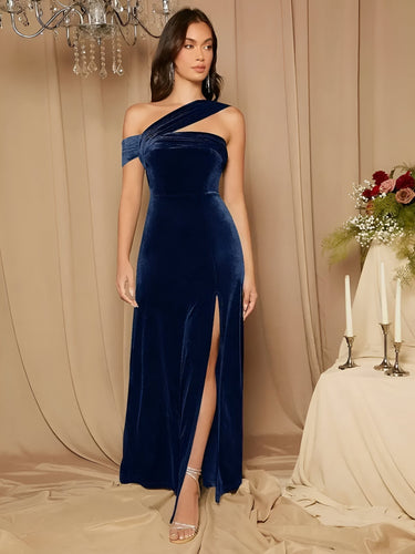 Stilla | Sexet Velour Bodycon Kjole Med Sideslids