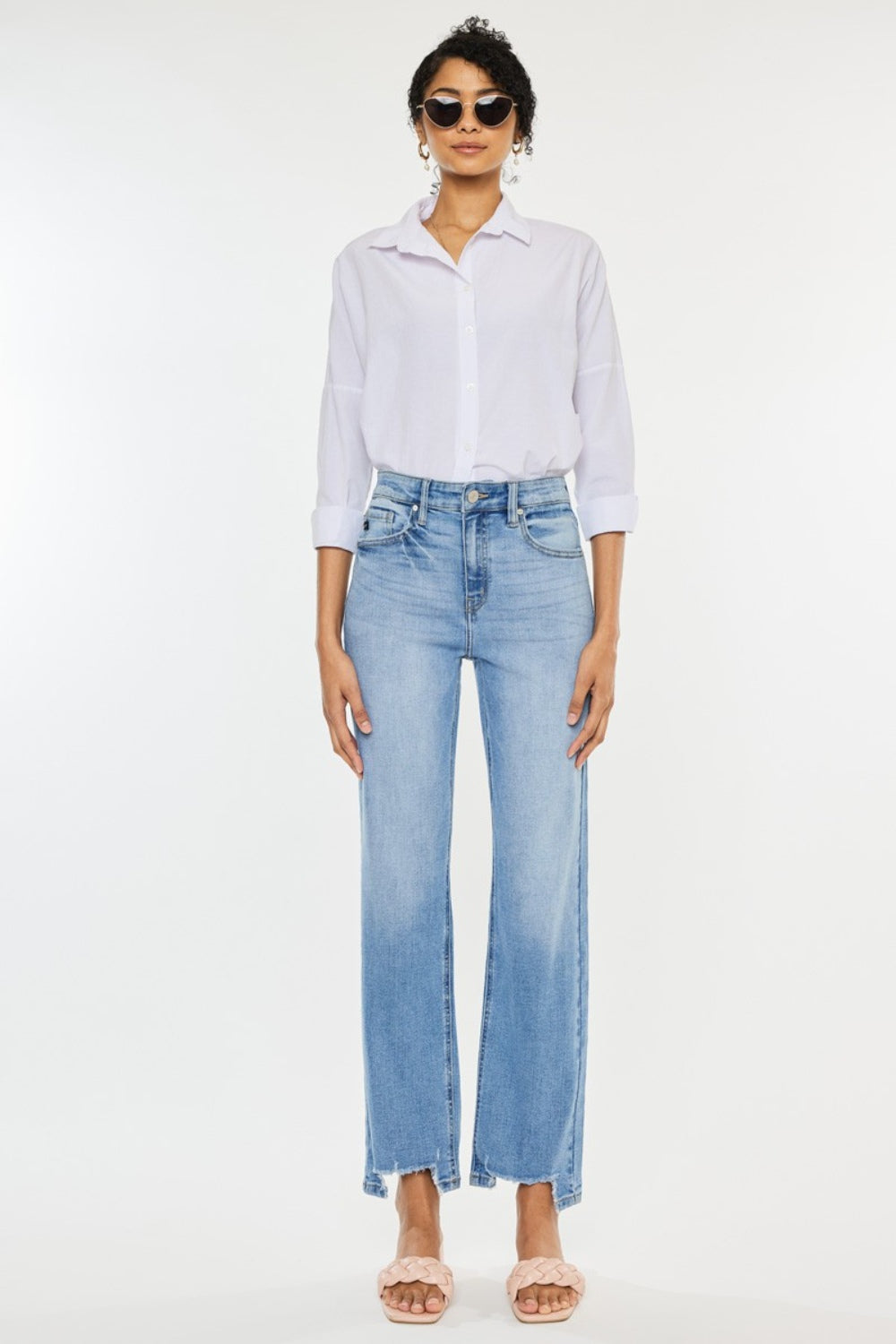 Stilla | Høj Talje Rå Kant Lige Jeans