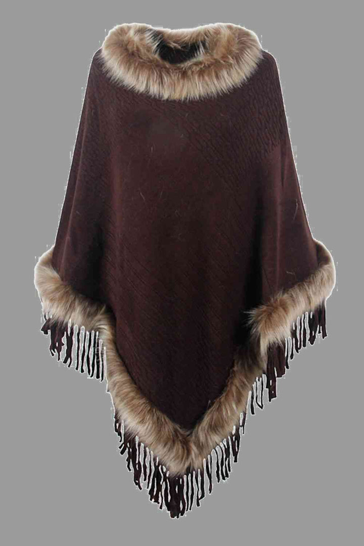 Stilla | Pelskantet Frynset Poncho