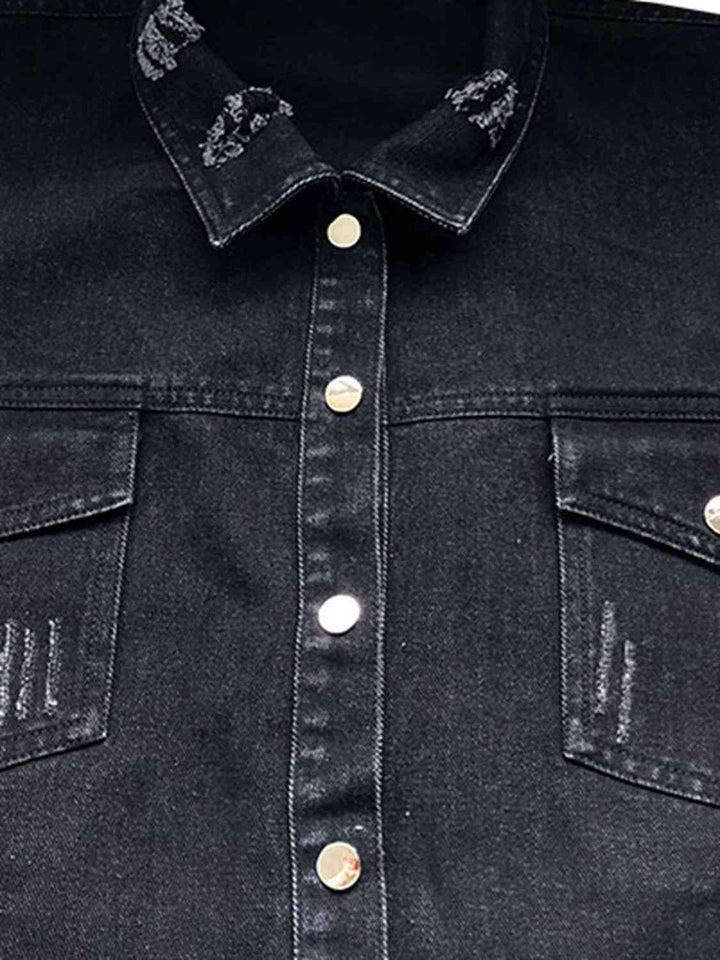 Stilla | Hem Krave Langærmet Denim Jakke