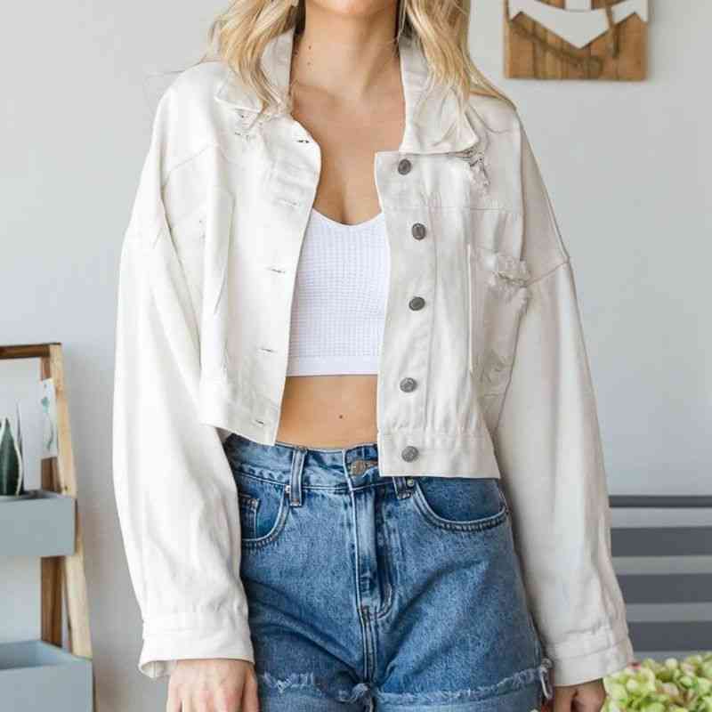 Stilla | Krave Hals Droppede Skuldre Denim Jakke
