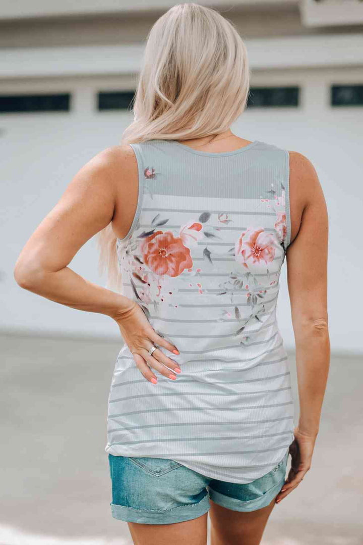 Stilla | Print Knap V-hals Tank