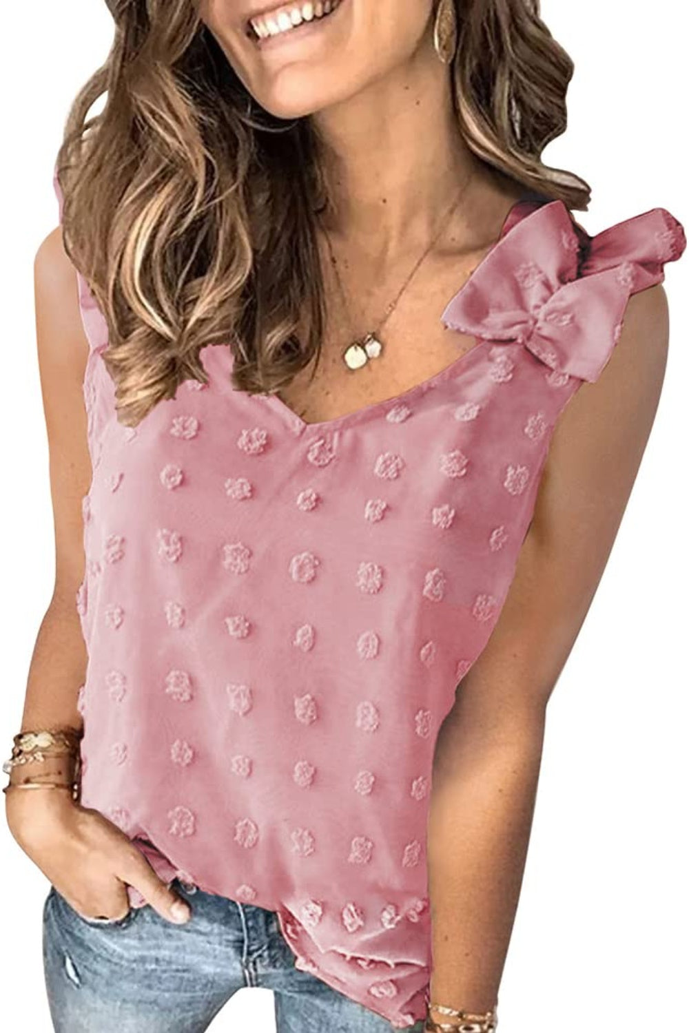 Stilla | Plus Size Swiss Dot V-Hals Tanktop