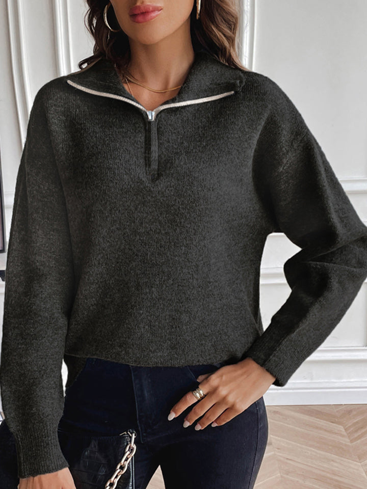 Stilla | Zip Dropped Shoulder Sweatshirt