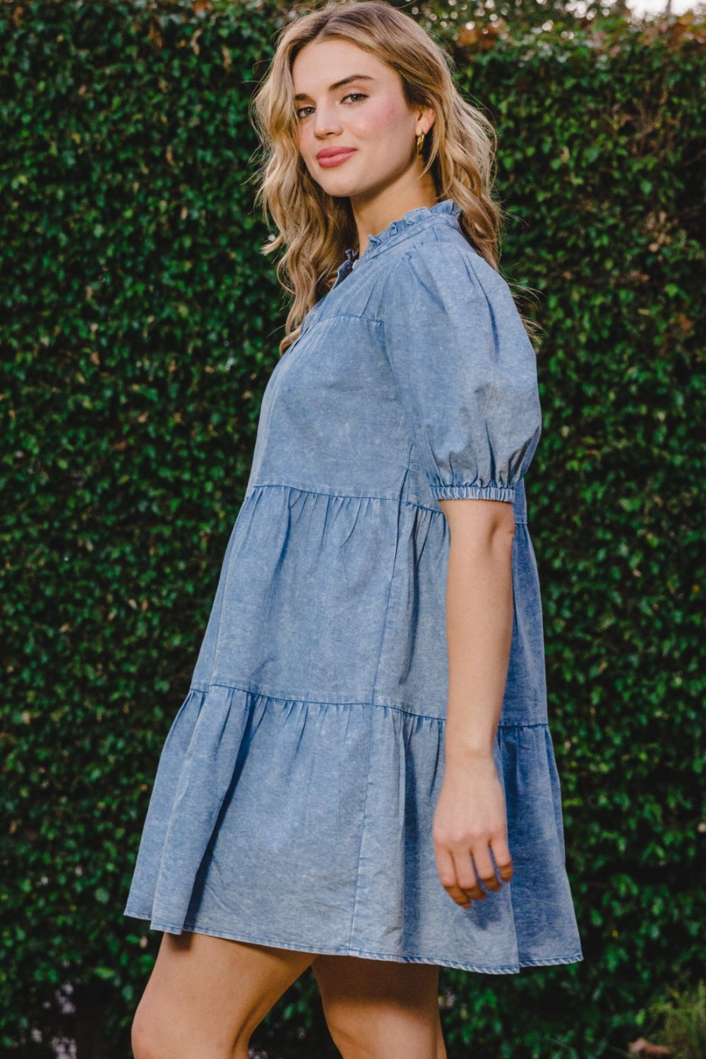 Stilla | Vasket Lagdelt Mini Denim Kjole