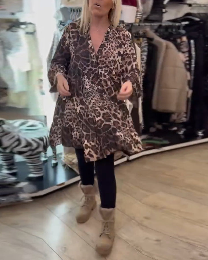 Stilla | Lange ærmer og leopardmønster