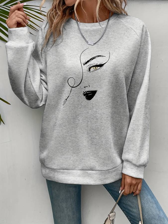 Stilla | Pullover Med Ansigtsprint