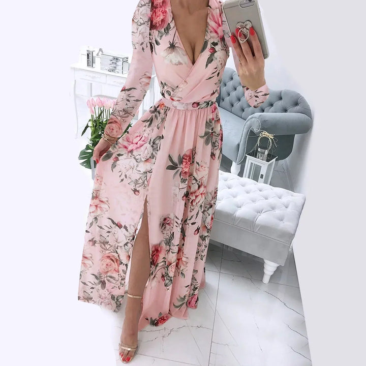 Stilla | Langærmet Vintage Maxi Kjole