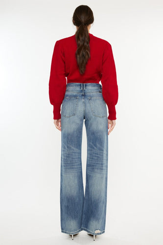 Stilla | Distressed Høj Talje Bootcut Jeans