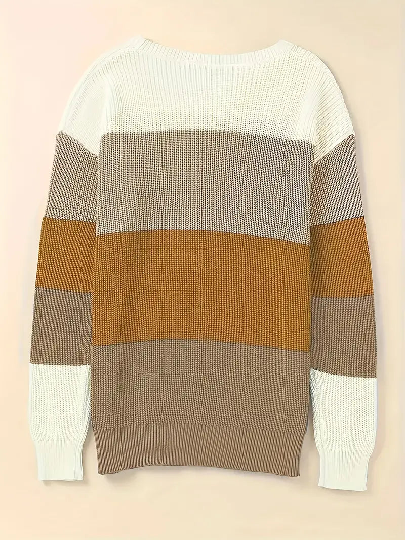Stilla | Rundhals Pullover Dame I Multifarvet Strikmateriale