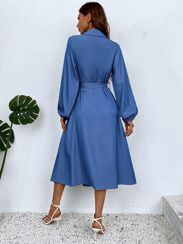 Stilla | Down Tie Waist Collared Neck Dress