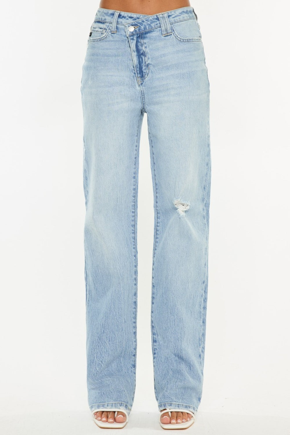 Stilla | Distressed Høj Talje Lige Jeans
