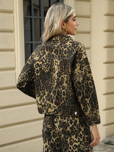 Stilla | Leopard Langærmet Denimjakke