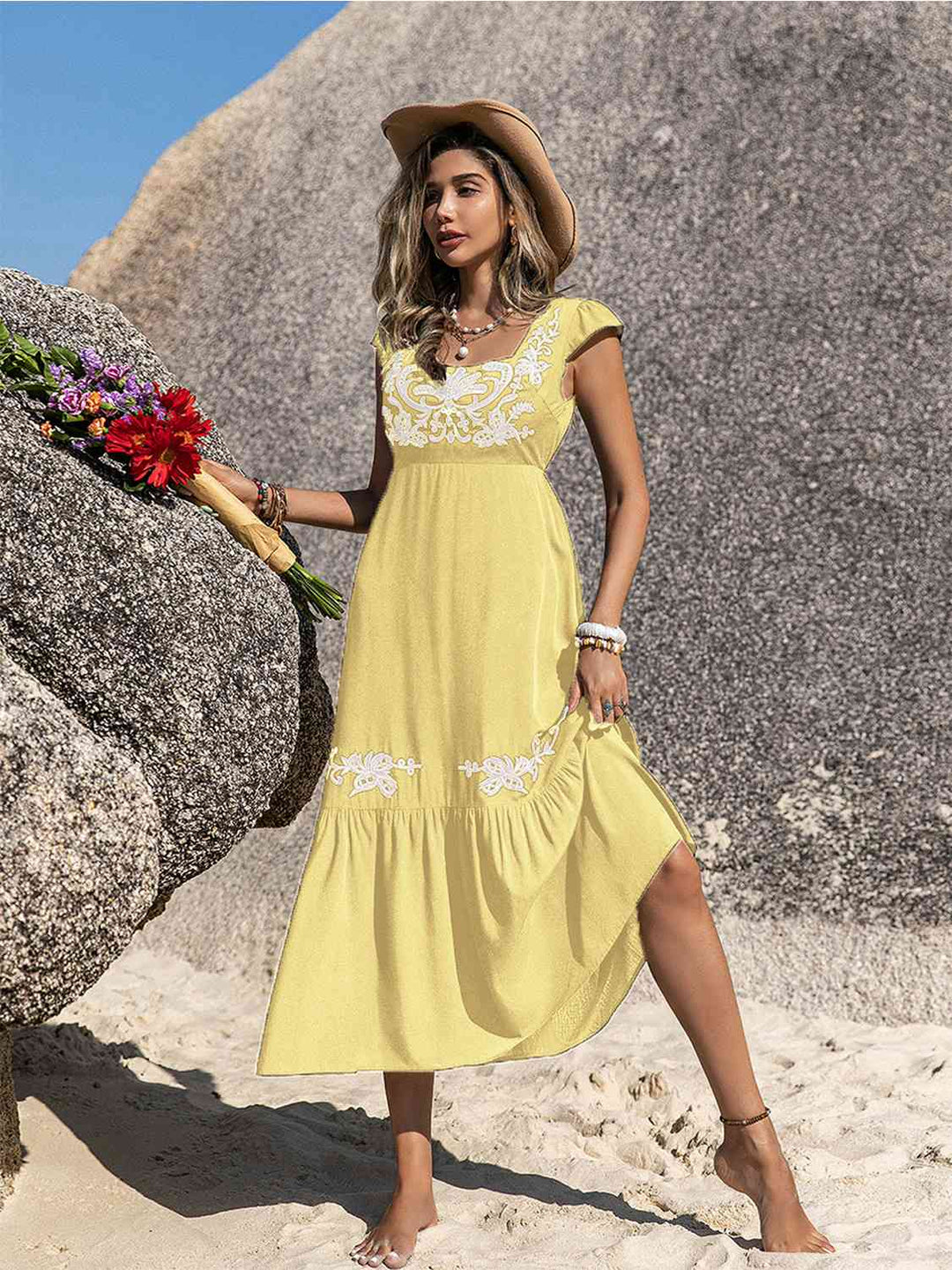 Stilla | Square Neck Ruffle Hem Dress