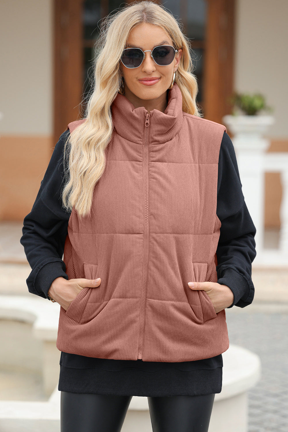 Stilla | Zip Up Turtleneck Vest Coat