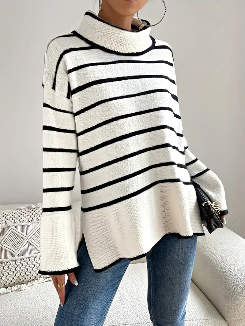Stilla | Stribet rullekravepullover