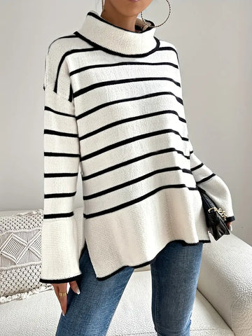 Stilla | Stribet rullekravepullover