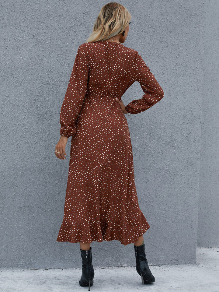 Stilla | Hals Rynket Midi Kjole
