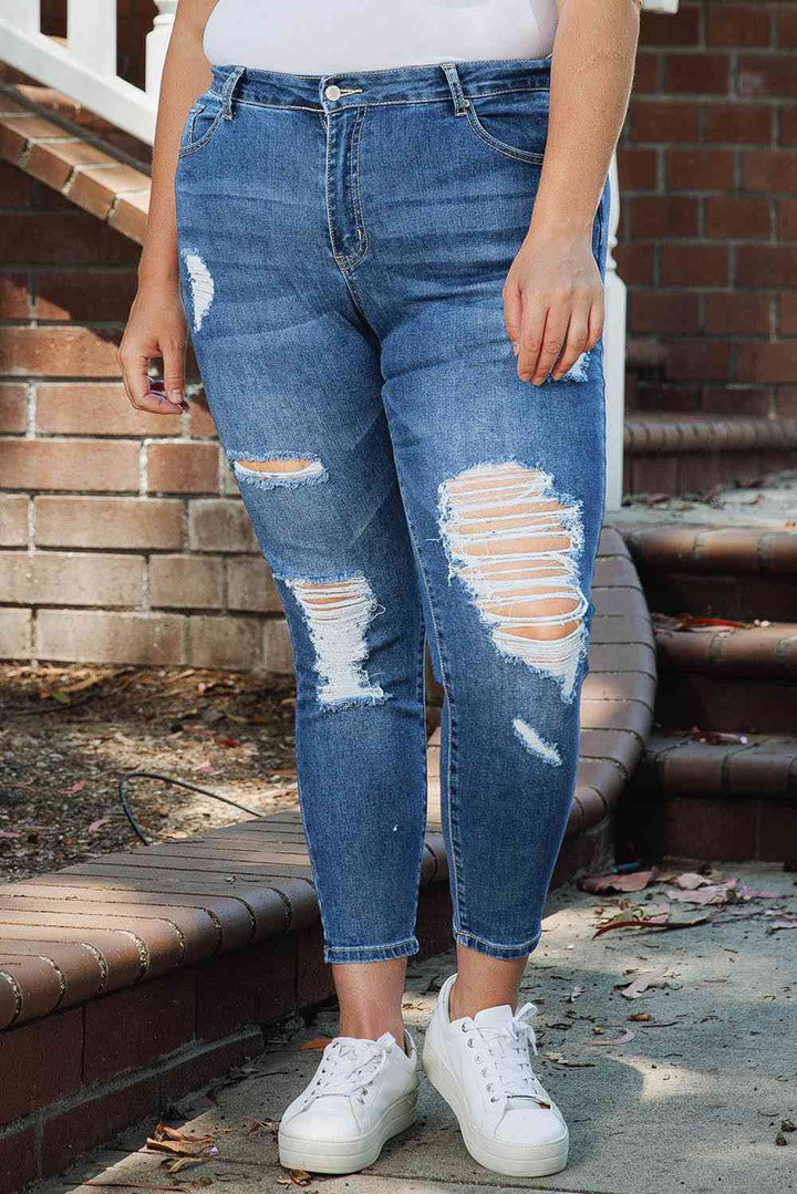 Stilla | Størrelse Distressed Skinny Jeans