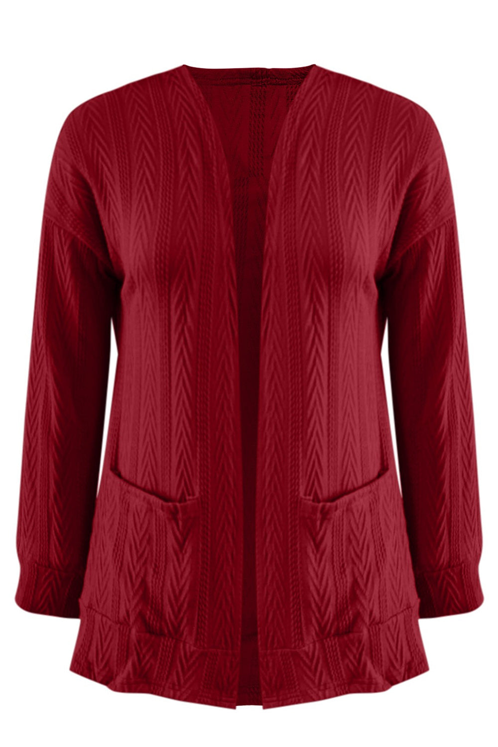 Stilla | Plus Size Tekstureret Åben Front Langærmet Cardigan