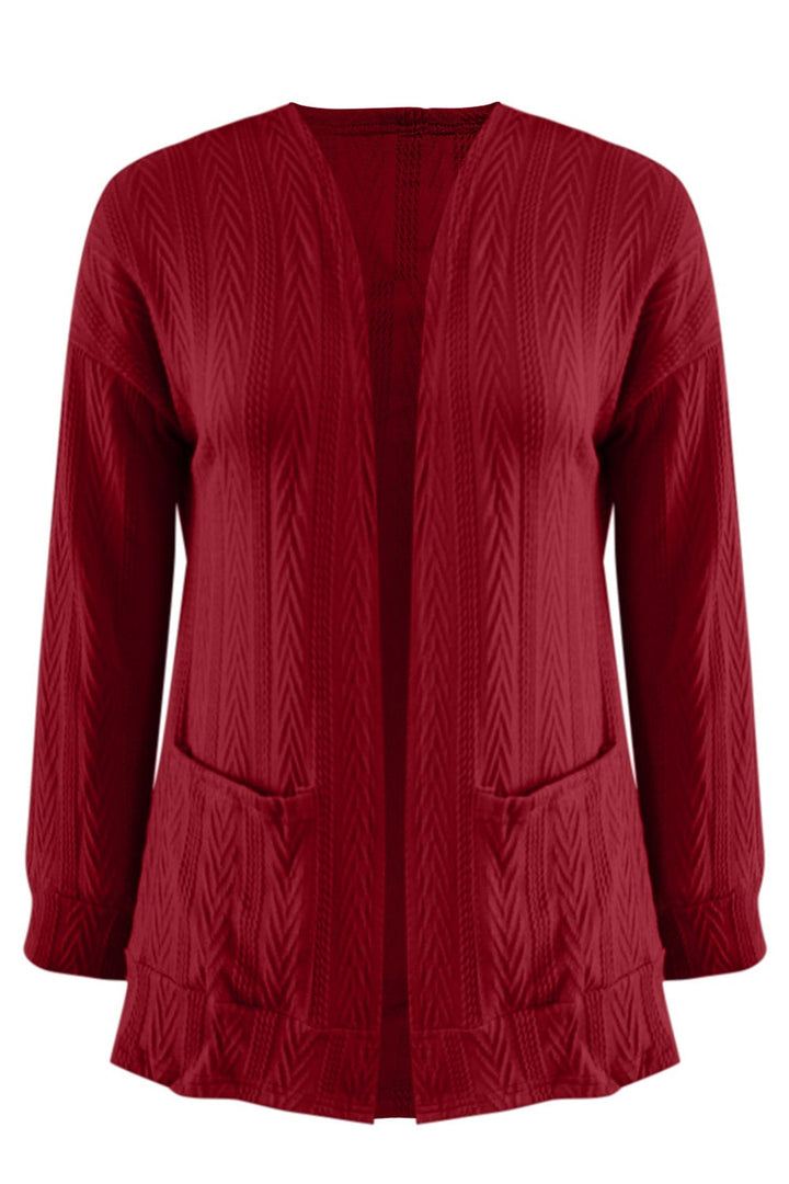 Stilla | Plus Size Tekstureret Åben Front Langærmet Cardigan
