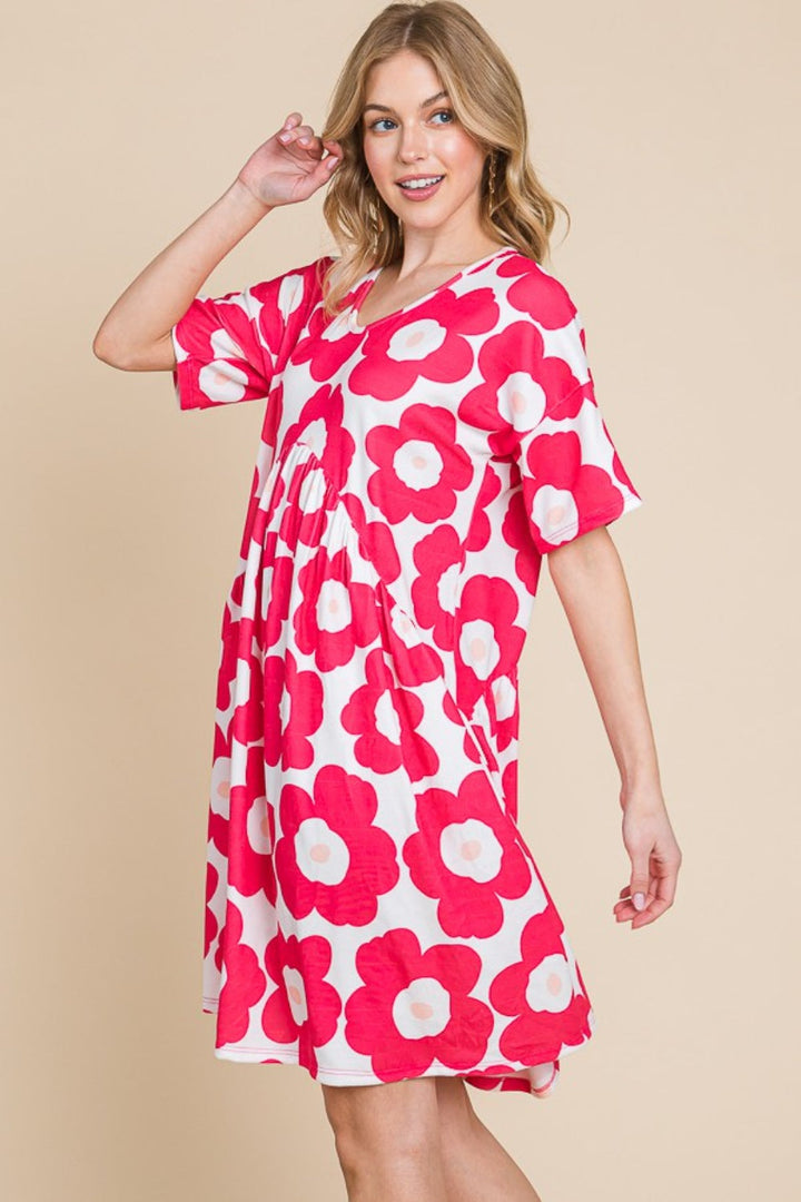 Stilla | Blomstret Print Rynket Kjole