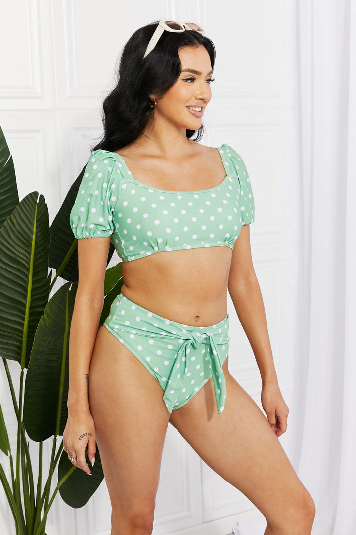 Stilla | West Swim Vacay Ready Puff Sleeve Bikini I Gum Leaf