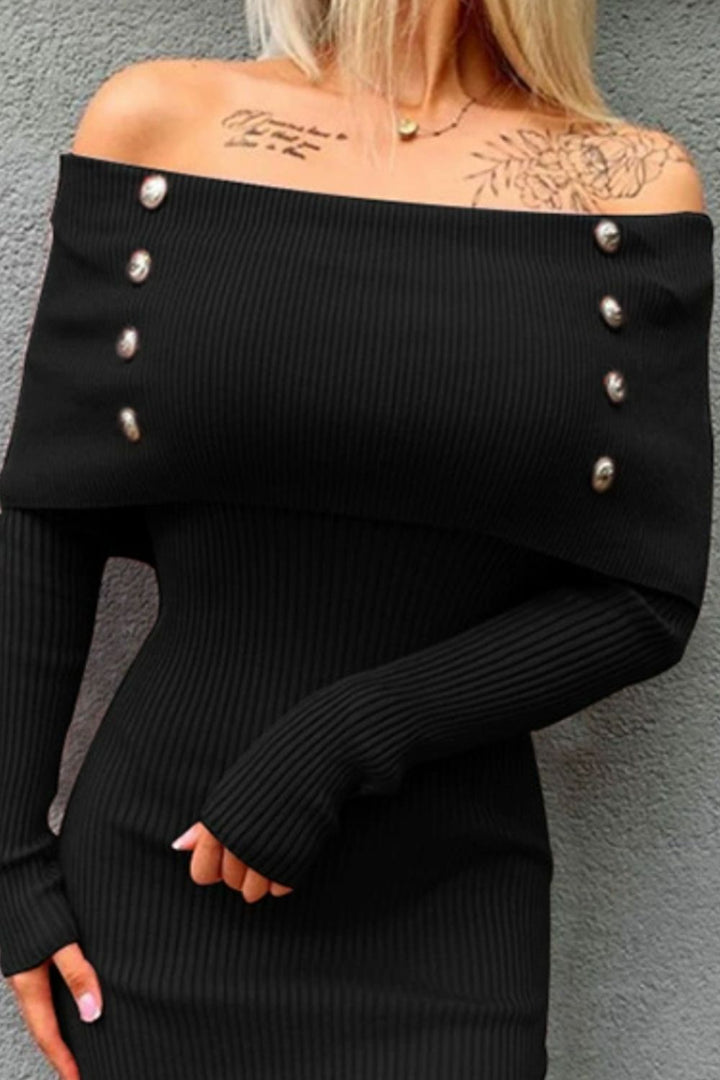 Stilla | Knap Off-shoulder Langærmet Kjole
