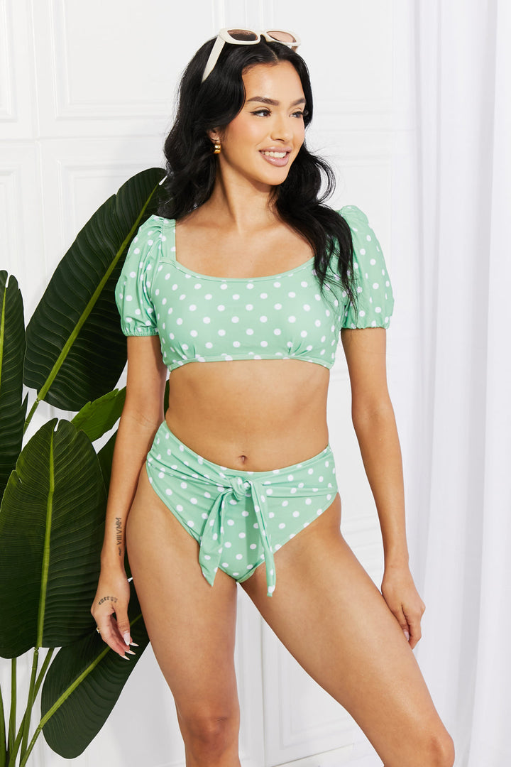 Stilla | West Swim Vacay Ready Puff Sleeve Bikini I Gum Leaf