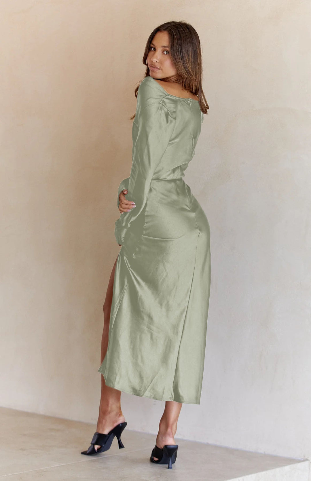 Stilla | Hals Langærmet Maxi Kjole