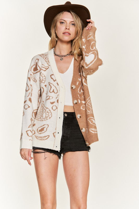 Stilla | Paisley Farveblok Cardigan