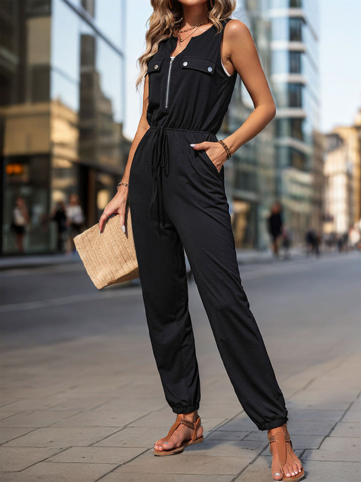Stilla | Zip Ærmeløs Jumpsuit Med Lommer