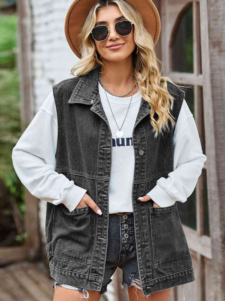 Stilla | Front Ærmeløs Denimjakke