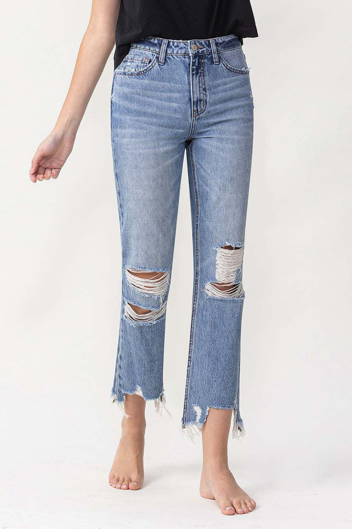 Stilla | Høj Talje Distressed Straight Jeans