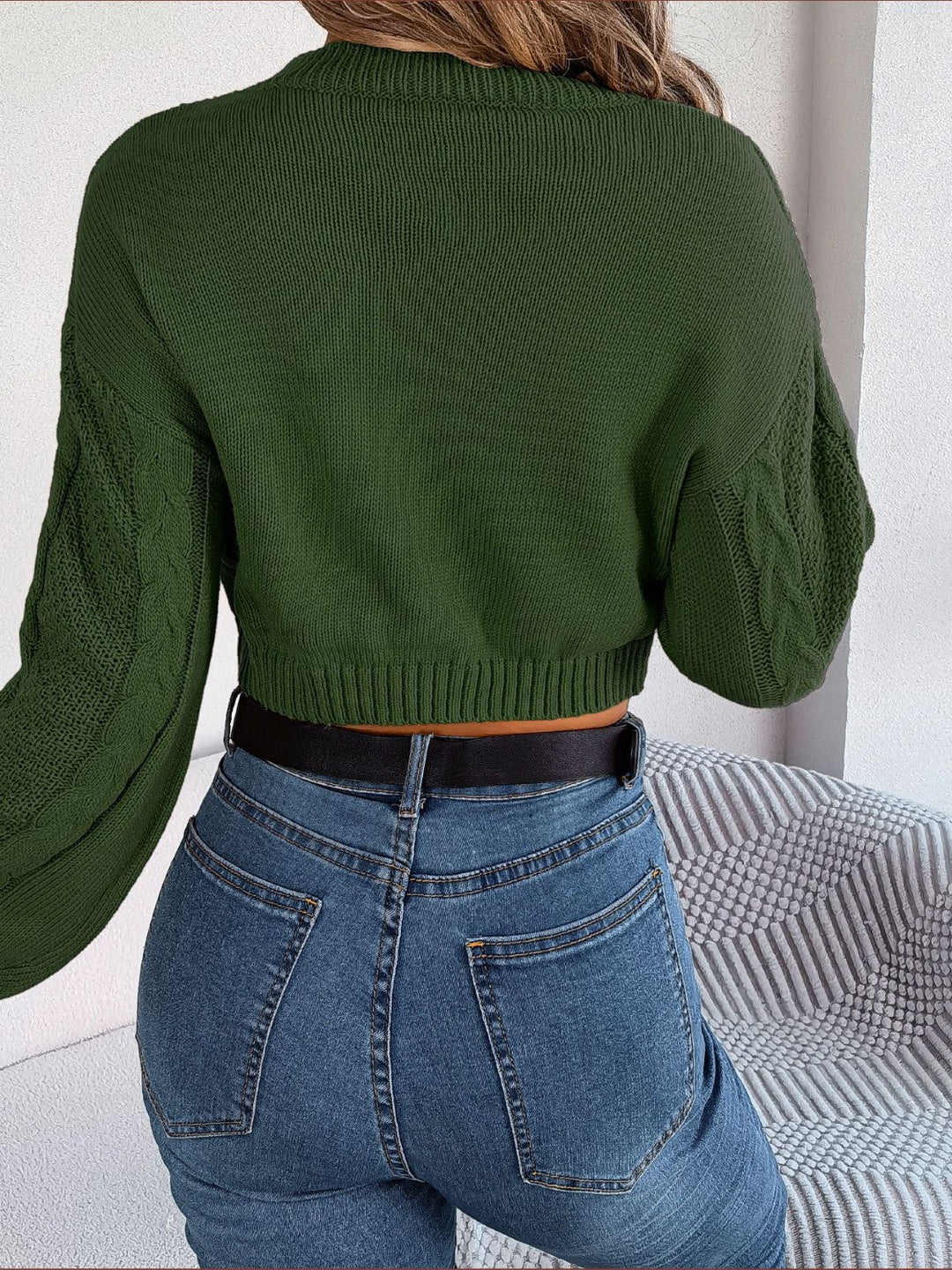 Stilla | Strikket Rund Hals Afkortet Sweater