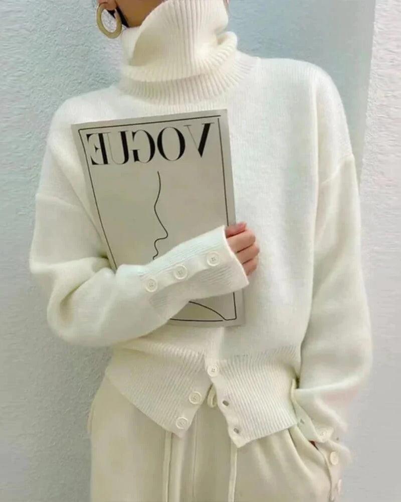 Stilla | Ensfarvet Blød Rullekrave sweater