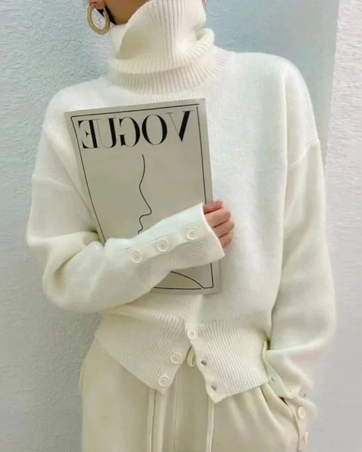 Stilla | Ensfarvet Blød Rullekrave sweater
