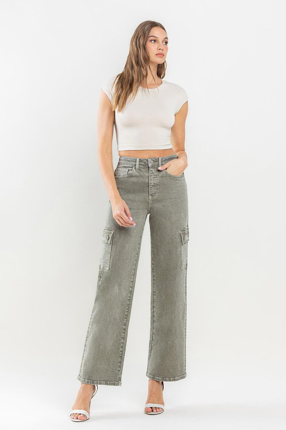 Stilla | by Flying Monkey 90'ernes Super High Rise Cargo Jeans