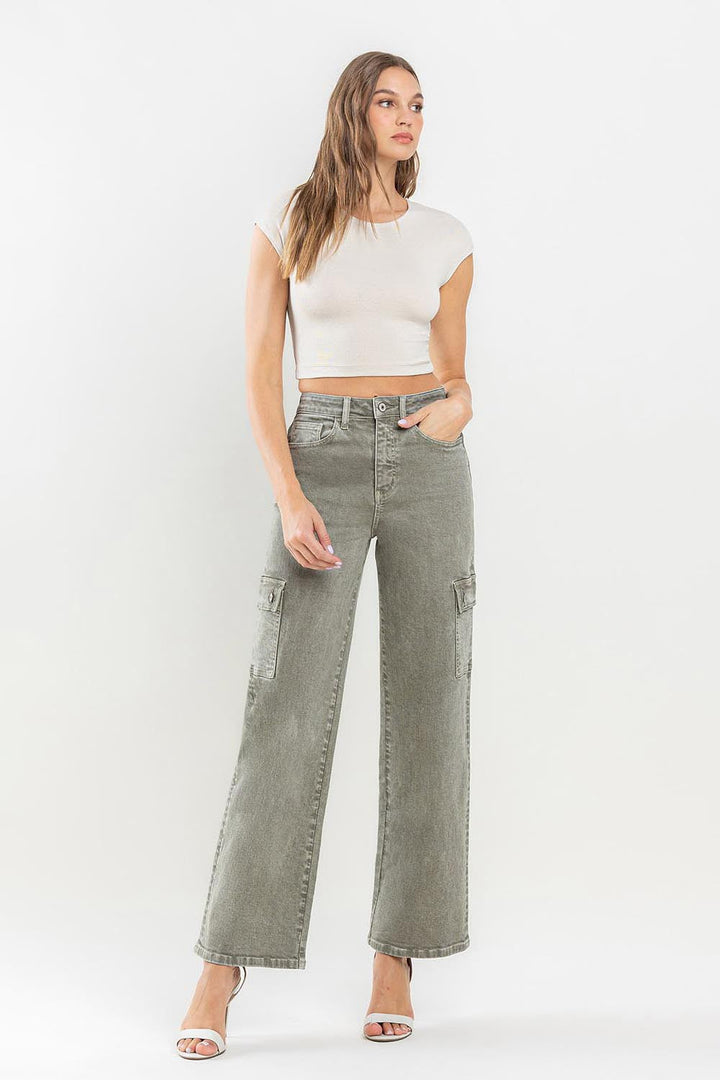 Stilla | by Flying Monkey 90'ernes Super High Rise Cargo Jeans