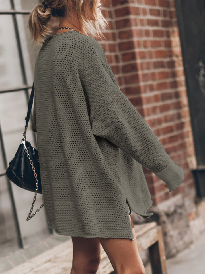 Stilla | Rund Hals Langærmet Slid Sweater