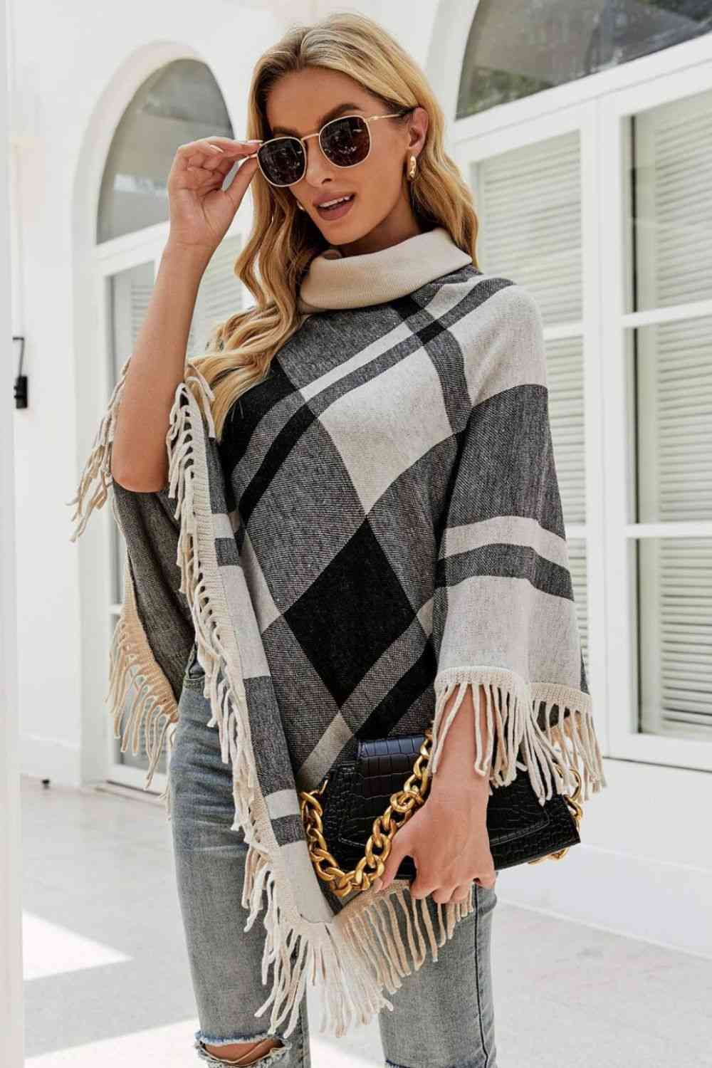 Stilla | Turtleneck Frynse Kant Poncho