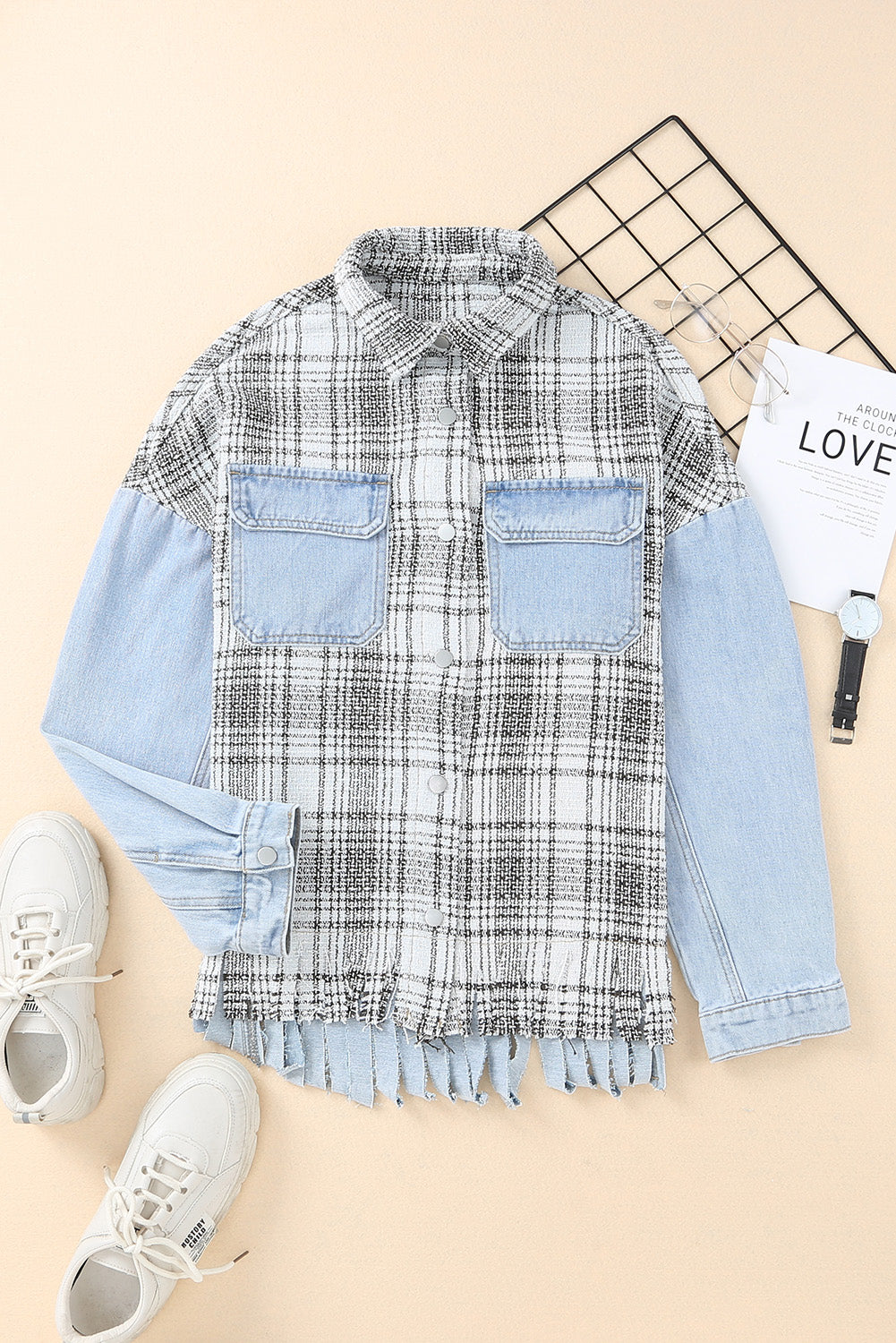 Stilla | Pocketed Snap Down Denim Jakke
