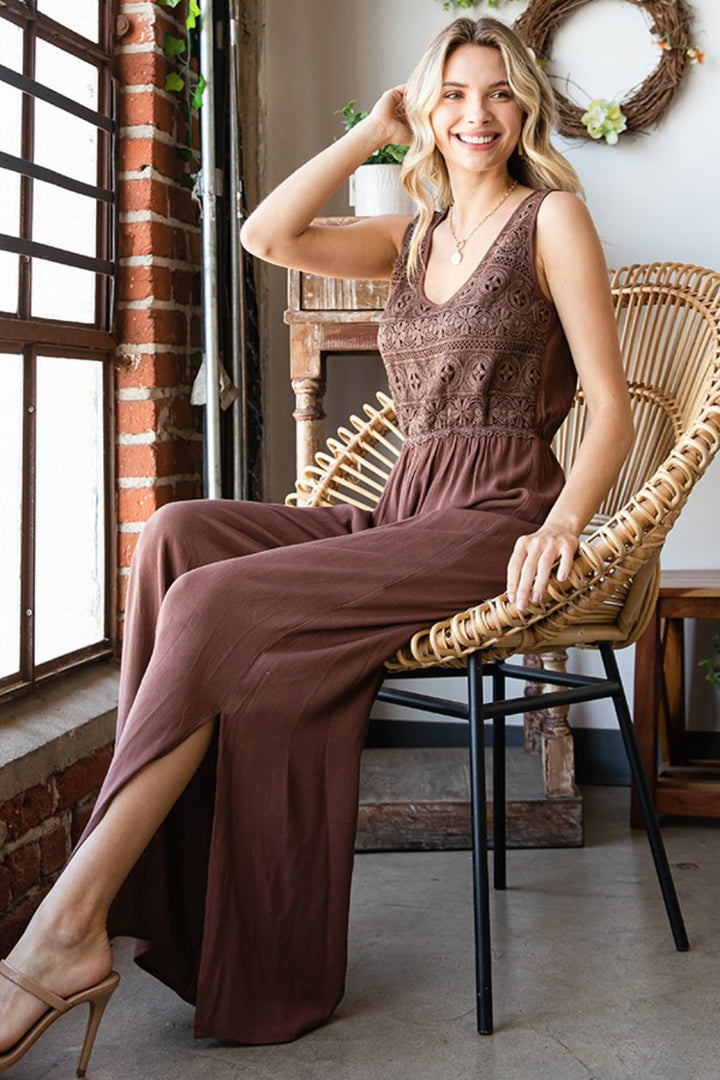 Stilla | Love Tie Back Without Sleeves Slit Wide Leg Jumpsuit