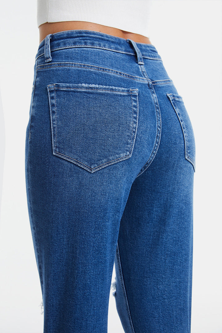Stilla | Størrelsefulde Distressed Høj Talje Mom Jeans