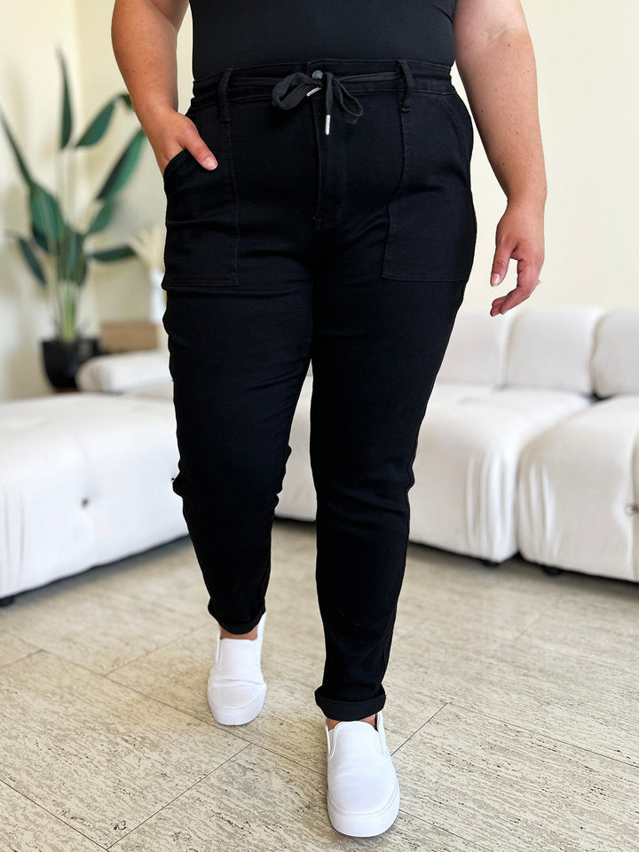 Stilla | Blå Fuld Størrelse Høj Talje Dobbeltrullet Manchet Jeans