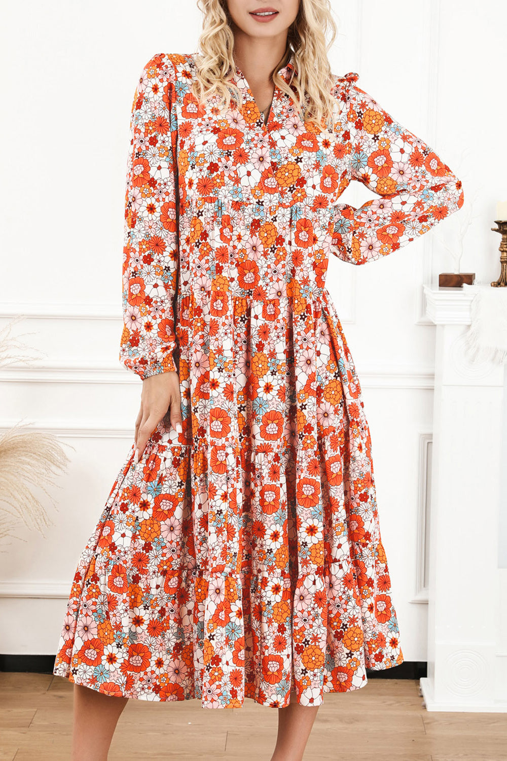 Stilla | Notched Neck Langærmet Kjole