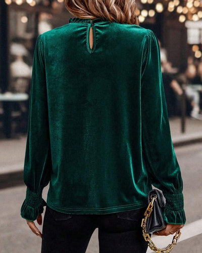 Stilla | Rynket Velour Langærmet