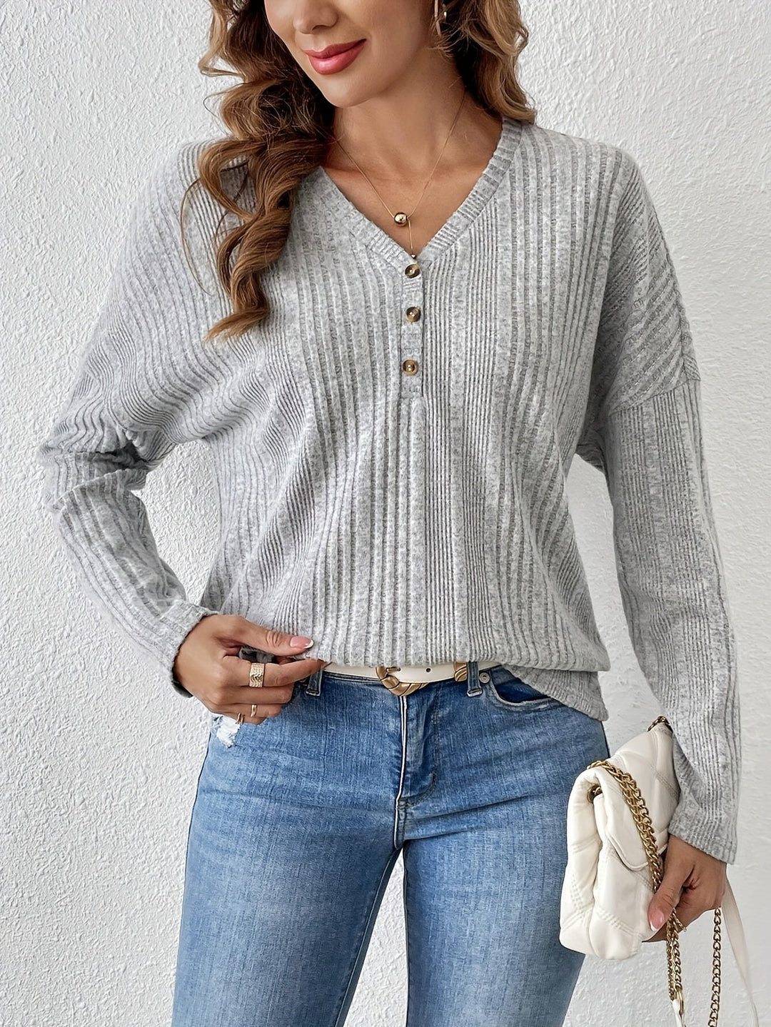 Stilla | Grå Casual Langærmet t-shirt