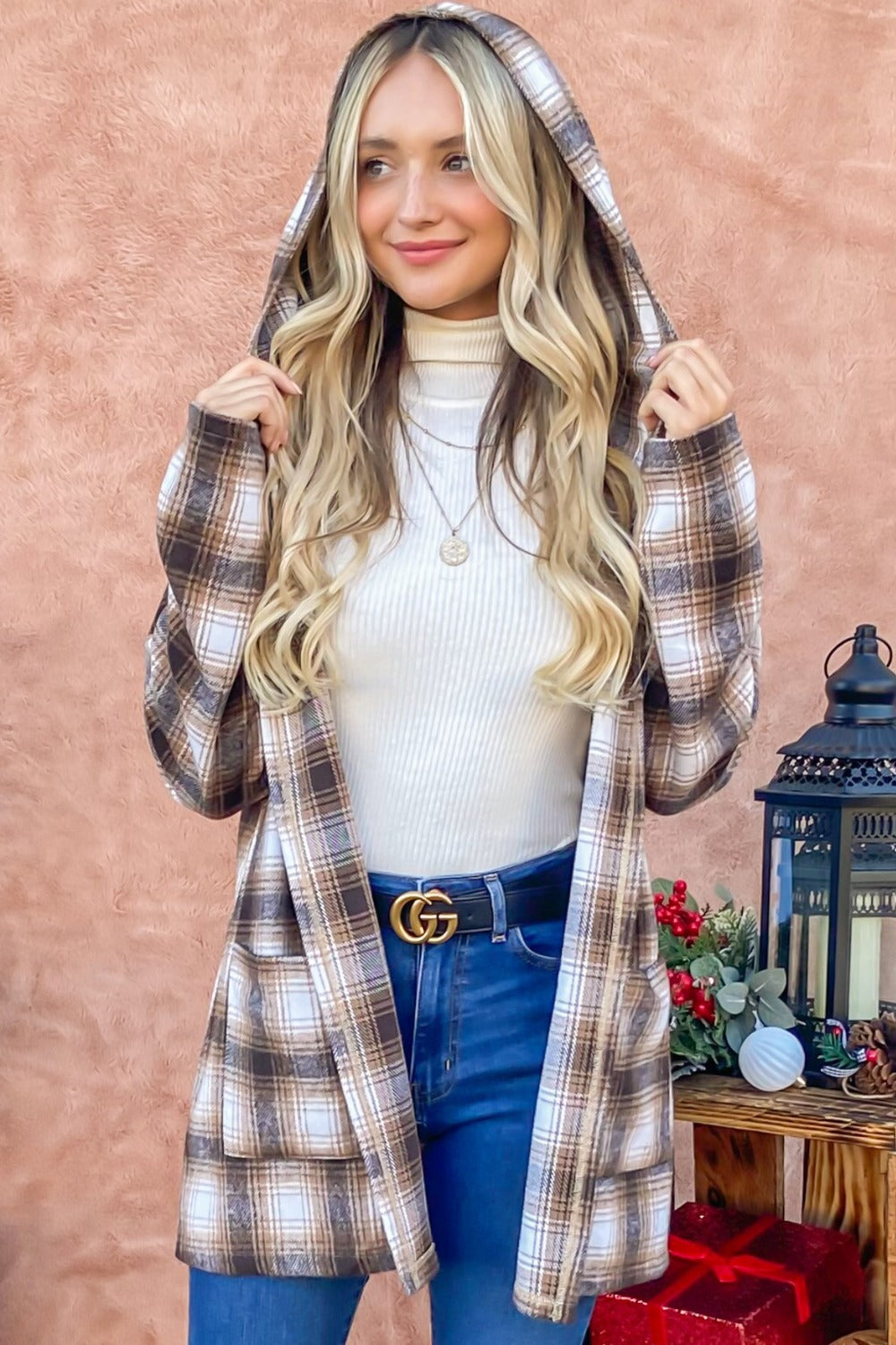 Stilla | The Why Plaid Åben Front Hooded Shacket