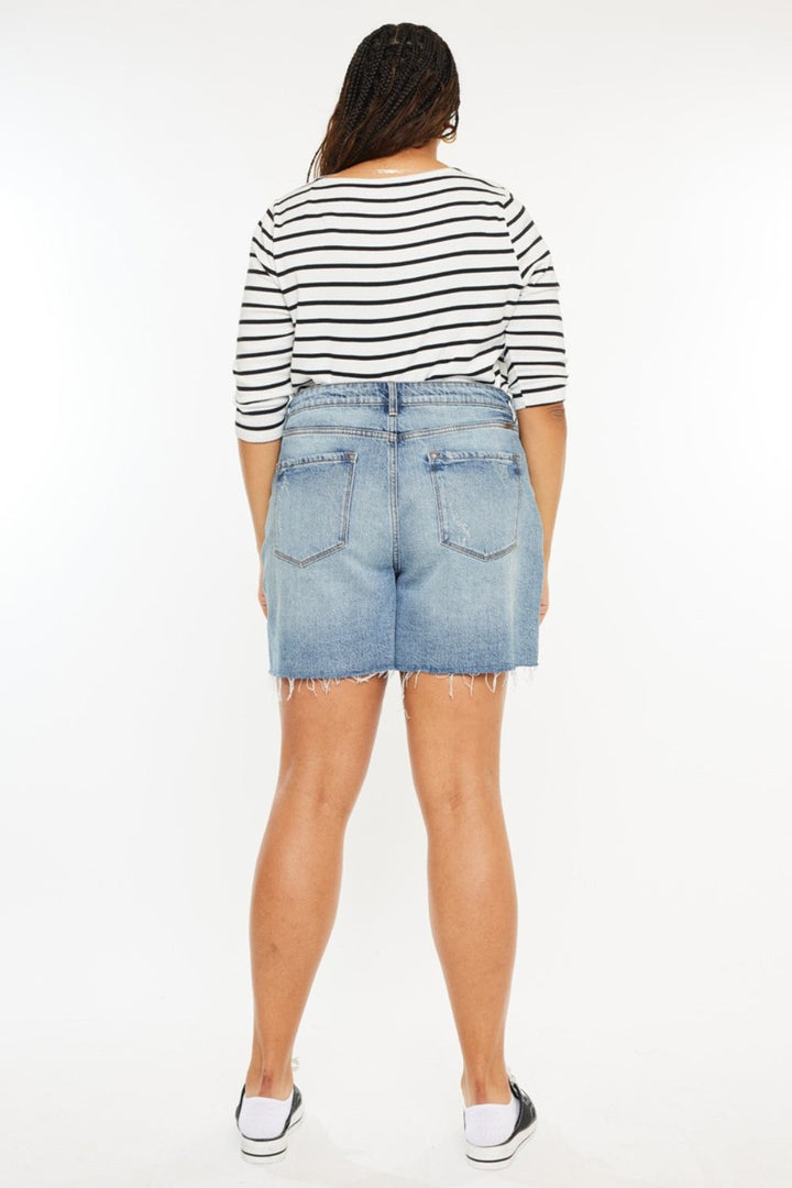 Stilla | Full Size Raw Hem Høj Talje Denim Shorts